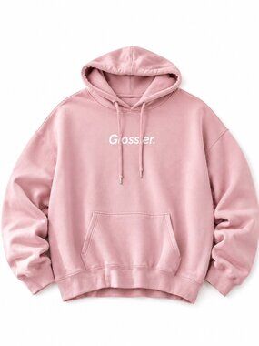 Glossier Blush Pink Logo Hoodie XXXL Oversized Pullover Fall Streetwear